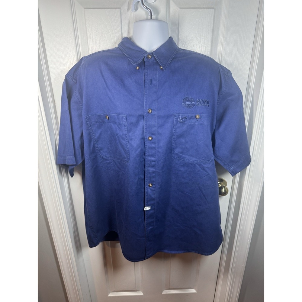Exquisite Design‎ Chevy Racing Team Shirt Mens XL Short Sleeve Button Down Blue
